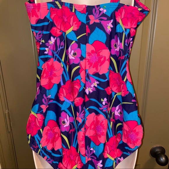 Lands' End One Piece Swim Suit Navy Floral 18W - Picture 8 of 12